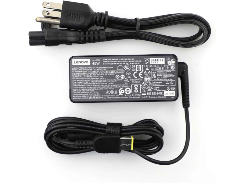 AC ADAPTER 20V 2.25A 45W SQUARE YELLOW TIP 3P UL CERTIFIED GENERIC *INCLUDES POWER CORD*